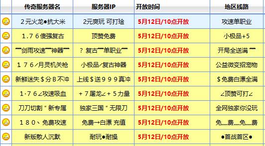 最新开服计划