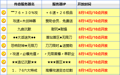 传奇最新开服表 传奇最新开服表